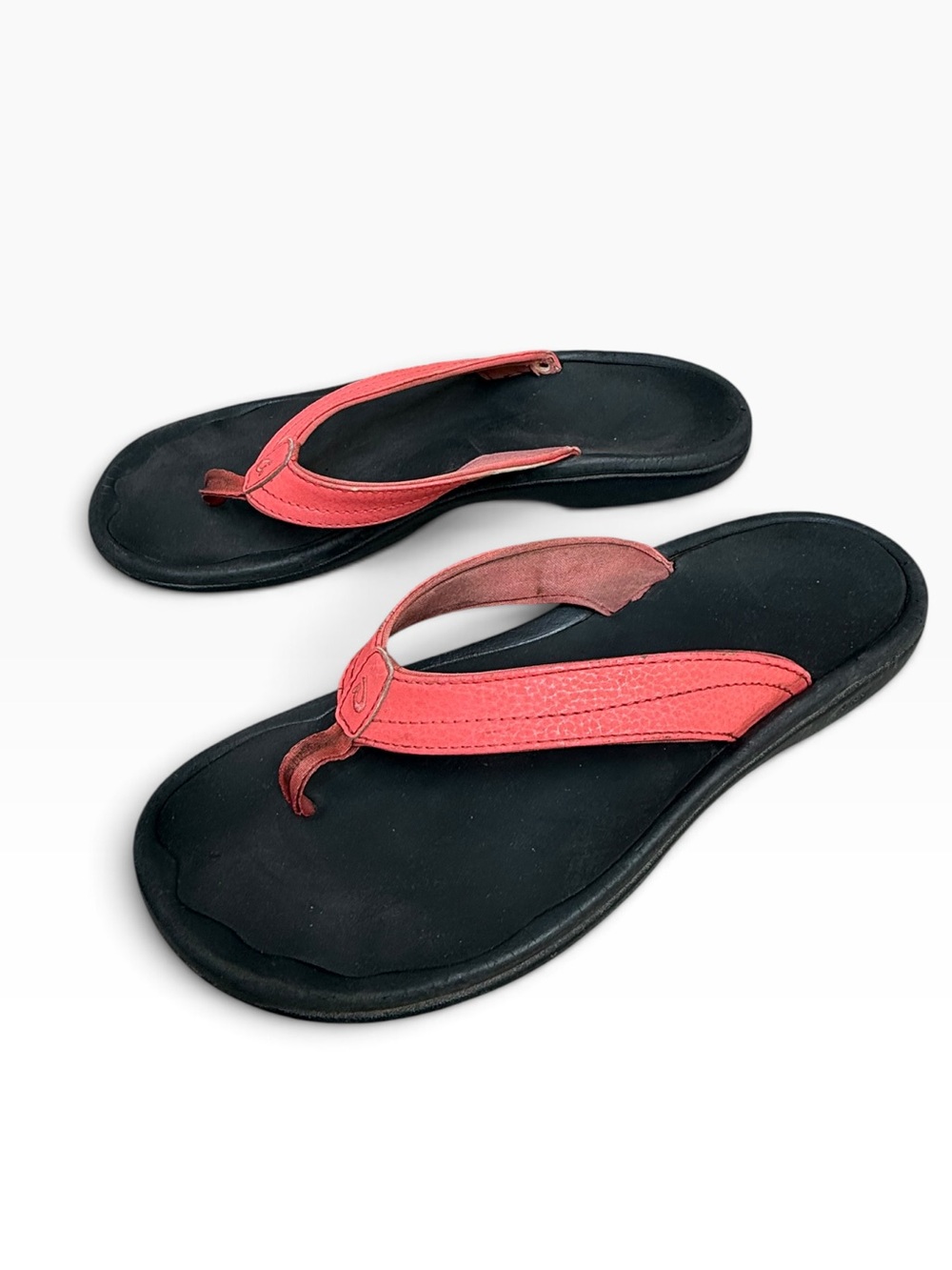 OluKai 'Ohana Women's Sandals Size 10 Hot Pink Black Flip Flops Arch Support